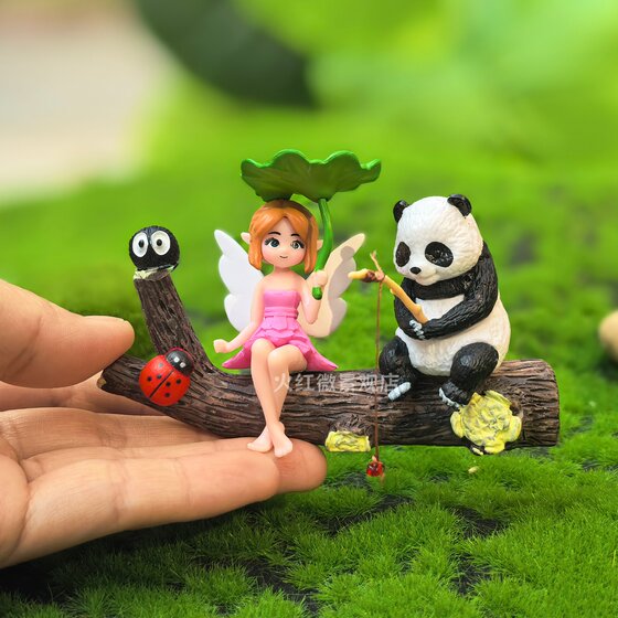 Cute flower fairy panda fishing ornaments