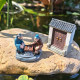 Large and small chess-playing old man figure ornaments