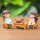 Miniature simulated bamboo table, chair and bamboo stool ornaments