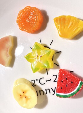 仿真水果杨桃西瓜等厚切片树脂diy手工发夹钥匙扣洞洞鞋扣手机壳