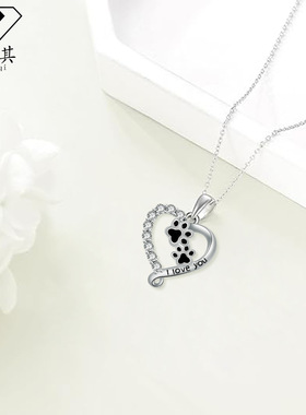 卡漫其跨境电商饰品搞怪个性心形吊坠可爱狗爪项链女2025新品