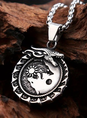 热销款复古北欧神话维京世界树龙蛇吊坠项链护身符挪威风项链