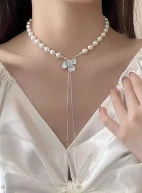 厂家一件代发2025爆款甜美小清新锁骨链轻奢项链珍珠项链高级感
