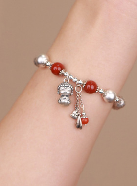 国风小弥勒佛银珠串珠手链女小众高级感气质百搭2025年新品手饰