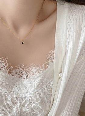 黑豆项链女黑色小巧精致简约颈链轻奢设计感小众锁骨链2023新款