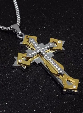 新款项链男十字架钛钢项链男社会个性学生吊坠嘻哈配饰礼物