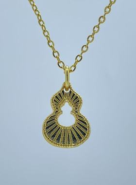 新中式葫芦吊坠项链女时尚国潮风镂空设计气质简约百搭轻奢锁骨
