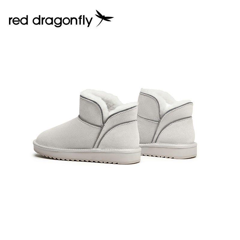 红蜻蜓女鞋官方旗舰店红蜻蜓雪地靴女冬季新款时尚短筒加绒保暖防滑平底女棉鞋WNC411441