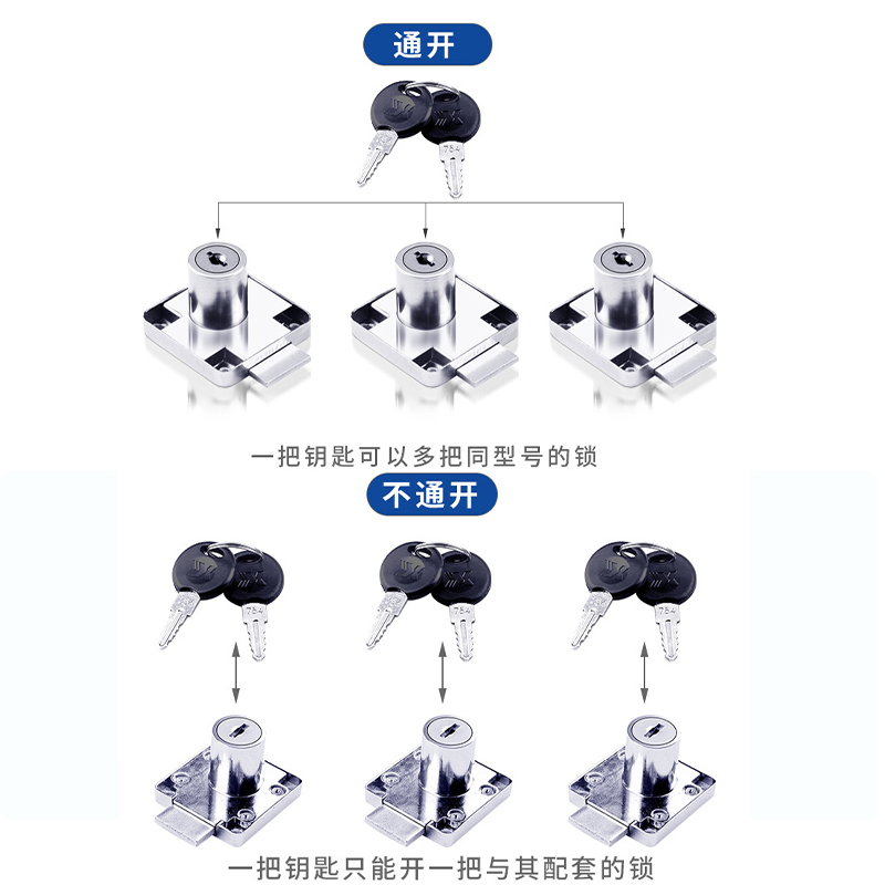 抽屉锁柜子锁柜门锁黑色金色柜台锁家具办公桌对开门衣柜锁抽柜锁 - 图2