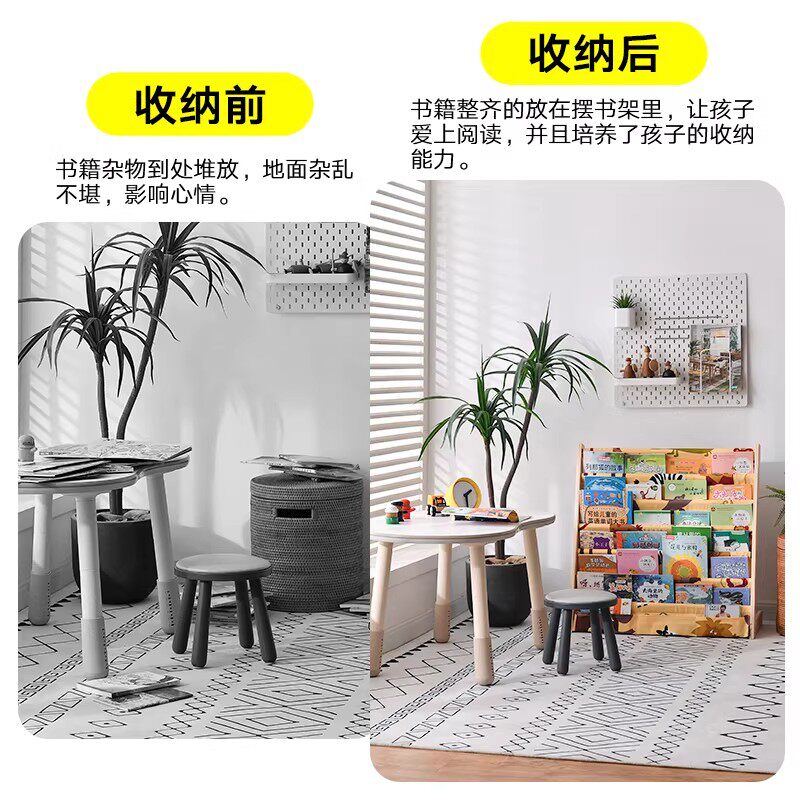 儿童实木书架落地式多层绘本架家用阅读区收纳架幼儿园宝宝书籍架