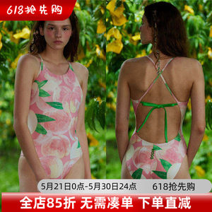 HOOG蝴格韩国时尚水蜜桃三角连体泳衣专业训练时尚显瘦遮肚游泳衣