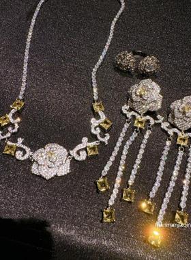 原创设计高级感满钻花朵锁骨链