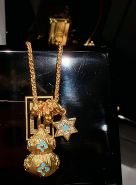 古法金色 宝相花丝吉祥葫芦福禄项链 新中式紫水晶金刚杵手串