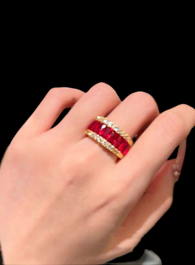 辛德瑞拉暮光黄宝石花朵耳环 古董感镀18K金弧形拉丝锆石缠绕戒指