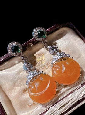 土耳其白玉髓宝石戒指 水灵水灵 白月光荔枝冻 玉髓柿子锆石耳环