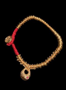 古法金色 錾雕锤揲胖福盘缠手链 新中式 花丝如意貔貅金珠珠手串