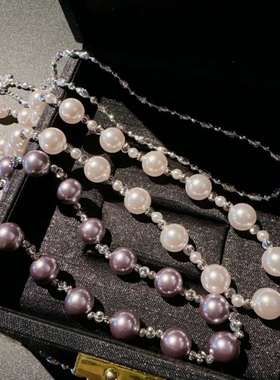 很好搭配的素链 波光粼粼车花璀璨切花项链镀18K金 钻光串珠项链