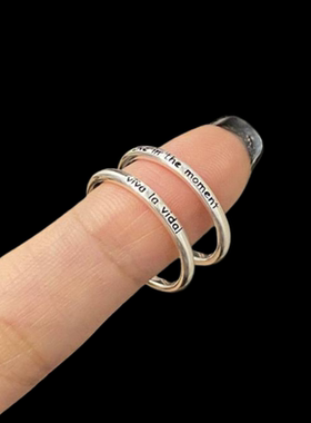 S925纯银viva la vida戒指女人生万岁尾戒细圈活在当下可开口指环