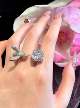 雷克雅末克小鸟宝石戒指 富婆的快乐 镀18K金 大克拉锆石戒指