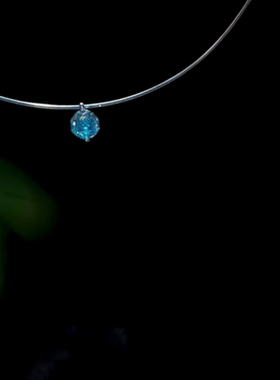 鱼线人鱼之泪海蓝宝项链 高定珠宝玫瑰切水蓝锆石锁骨链