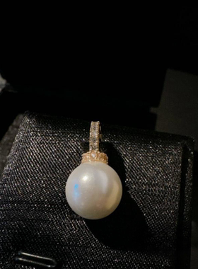 切花闪耀金银拼色珍珠吊坠项链 大溪地 南洋澳白 真多麻珍珠项链