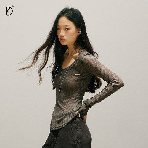 SMILE DDD修身罩衫美式辣妹慵懒网纱透视长袖跳舞爵士薄纱上衣 - 图0