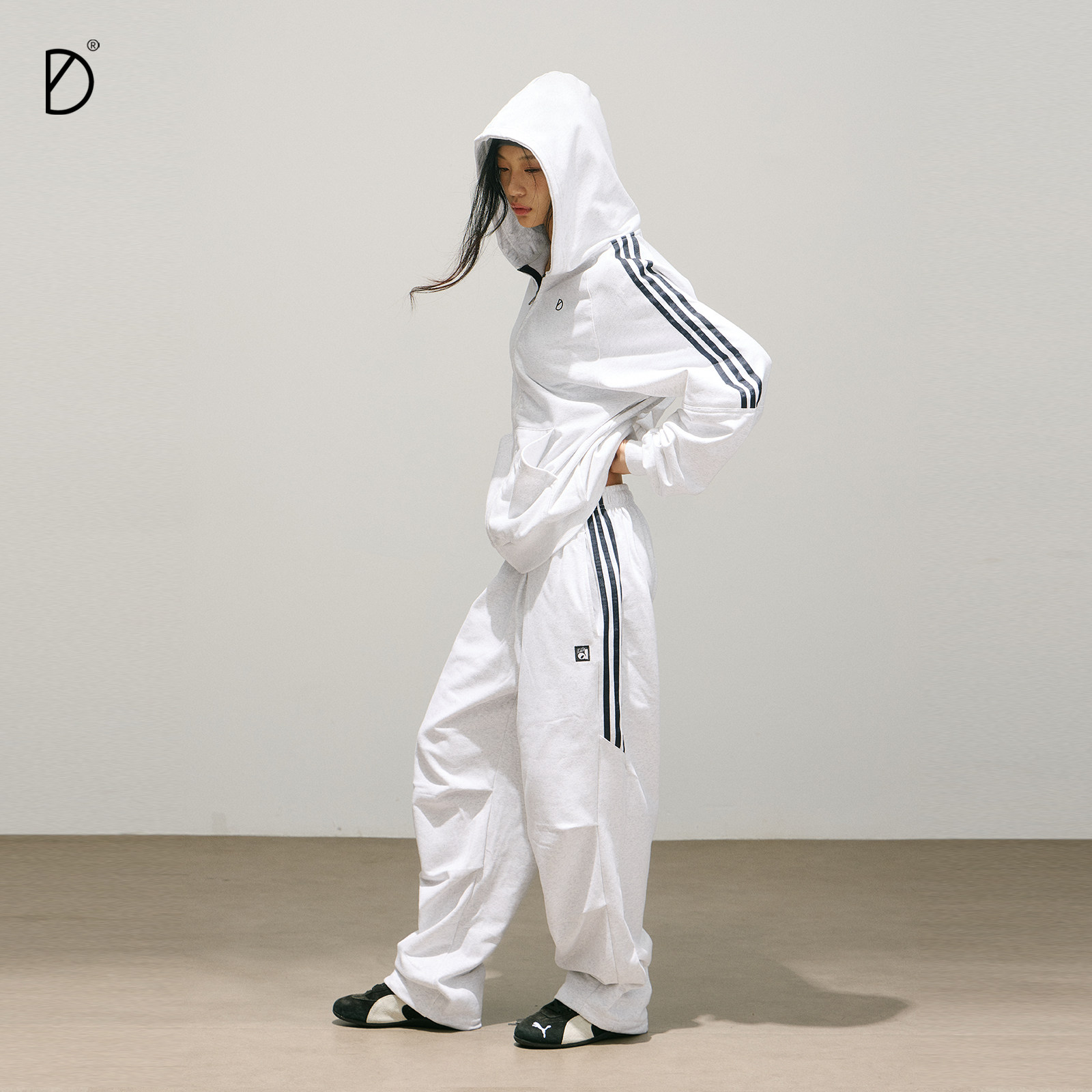 SMILE DDD条纹开衫卫衣春季新款宽松美式复古撞色卫裤女运动套装,淘宝优惠券,粉丝福利购,淘宝优惠卷