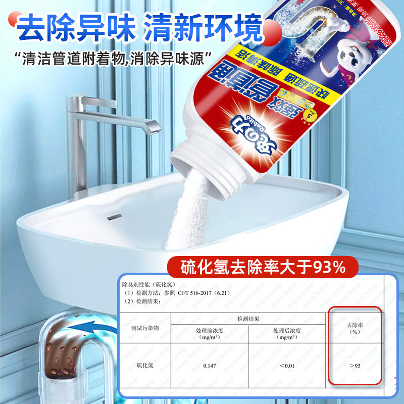 兔力管道疏通剂厨房油污通下水道马桶除臭地漏堵塞溶解粉强力神器