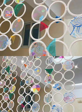 幼儿园美工区装饰吊饰材料展示架手工diy作品展示区角区域布置