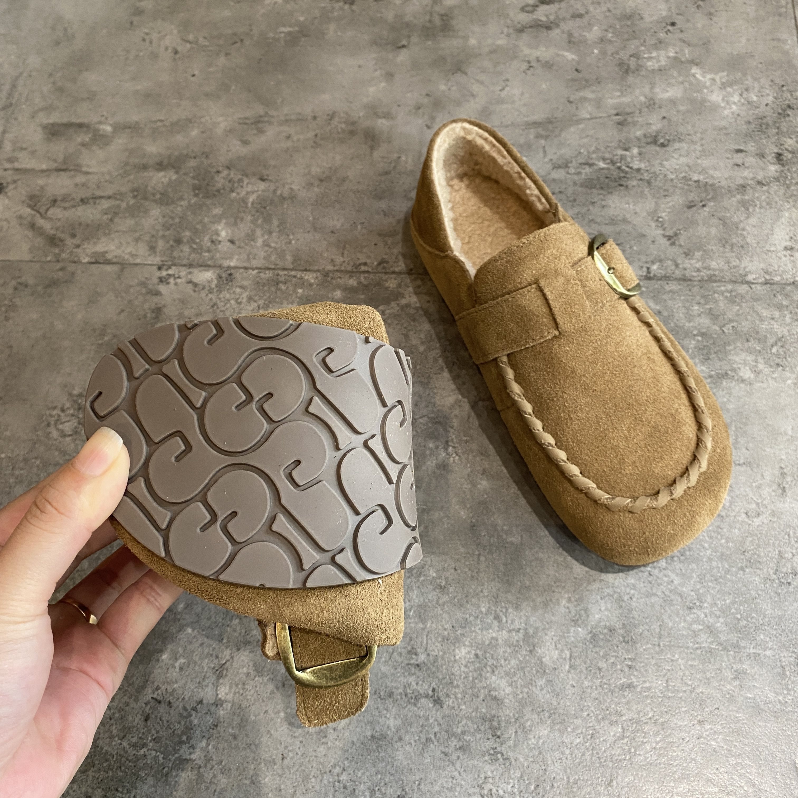 磨砂皮平底加绒勃肯鞋女2025秋冬新款软底舒适保暖一脚蹬豆豆棉鞋,淘宝优惠券,粉丝福利购,淘宝优惠卷