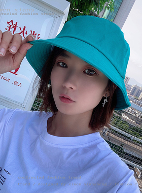 ins网红文艺纯色盆帽遮脸防晒