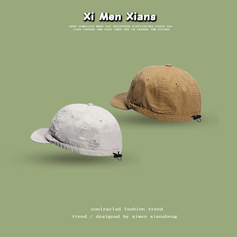 日系创意短沿鸭舌帽子女复古街头潮嘻哈棒球帽软顶软沿美式男ins,淘宝优惠券,粉丝福利购,淘宝优惠卷