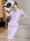 Летний комплект, пиджак классического кроя, комбинезон, короткий рукав