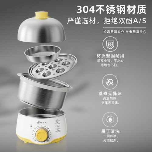 小熊煮蛋器自动断电家用迷你蒸蛋器双层早餐蒸蛋羹不锈钢定时神器 - 图2