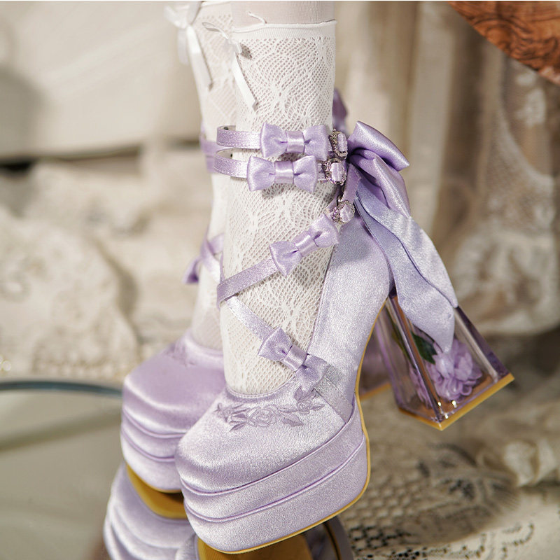 (现货）小熊潘达玻璃花房原创lolita高跟鞋优雅玛丽珍鞋cos鞋,淘宝优惠券,粉丝福利购,淘宝优惠卷