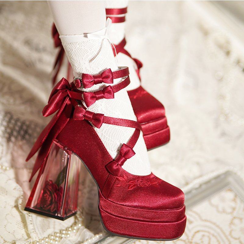 (现货）小熊潘达玻璃花房原创lolita高跟鞋优雅玛丽珍鞋cos鞋,淘宝优惠券,粉丝福利购,淘宝优惠卷