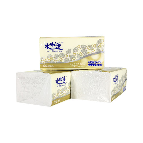 水中洁四叶草抽纸450张家庭装整件80包四边压花可湿水纸巾实惠装 - 图1