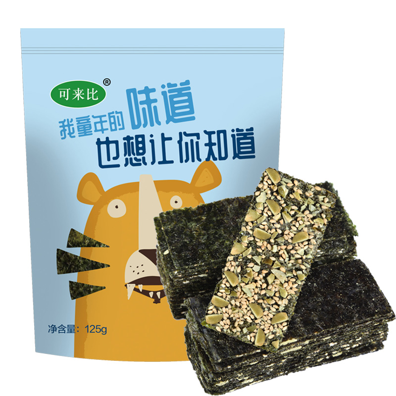 谷色食品专营店夹心海苔脆芝麻海苔儿童零食巴旦木海苔宝宝即食夹心海苔125g袋装3