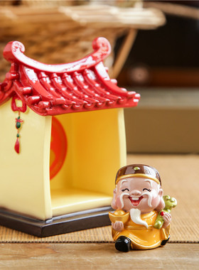 妙工坊财神土地庙手办创意摆件