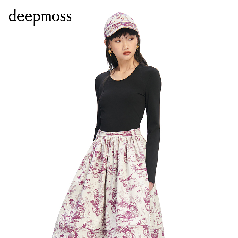 【deepmoss】2023秋冬新款女装时尚海洋舞会提花高腰伞裙连衣裙 - 图2