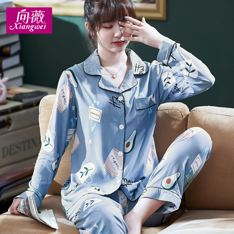向薇旗舰店春夏季人造棉绸女士套装可爱秋季薄款情侣睡衣大码男士绵绸家居服3
