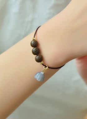 天然和田玉手链 紫檀手链 和田玉莲藕手链