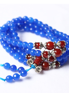 天然蓝玉髓百搭女士佛珠手链