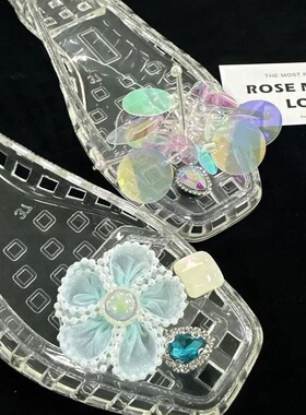 一件代发韩版果冻鞋鞋花DIY配饰洞洞鞋水晶鞋装饰花朵水晶凉鞋花