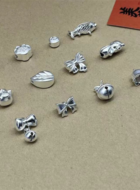 s999足银素银古法挂件DIY手工红绳编织水晶手链脚链纯银配件材料