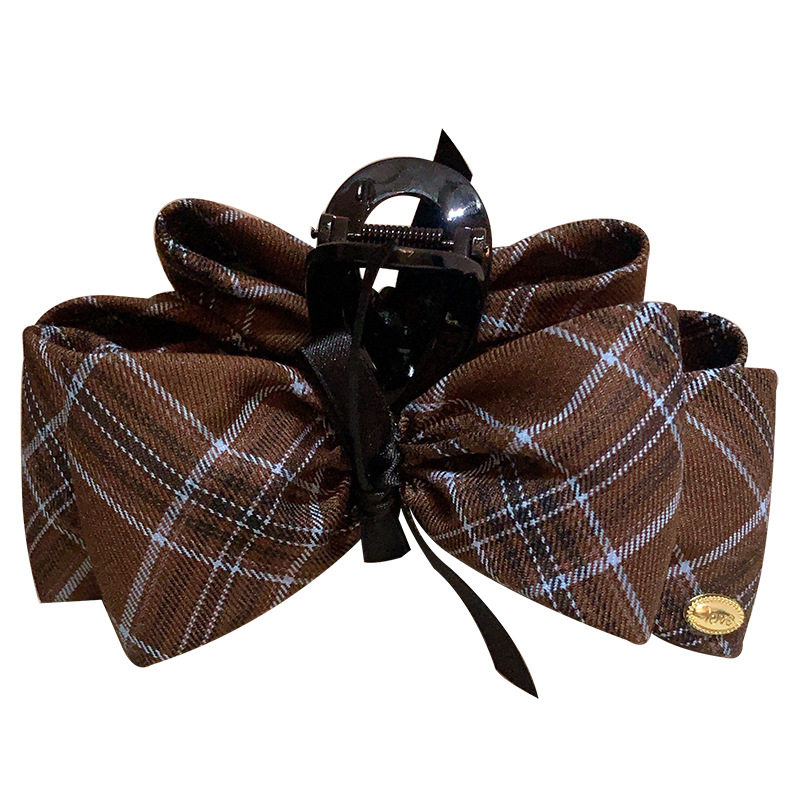 韩系头饰发抓复古英伦风格纹大号蝴蝶结抓夹高级感后脑勺气质发夹,淘宝优惠券,粉丝福利购,淘宝优惠卷