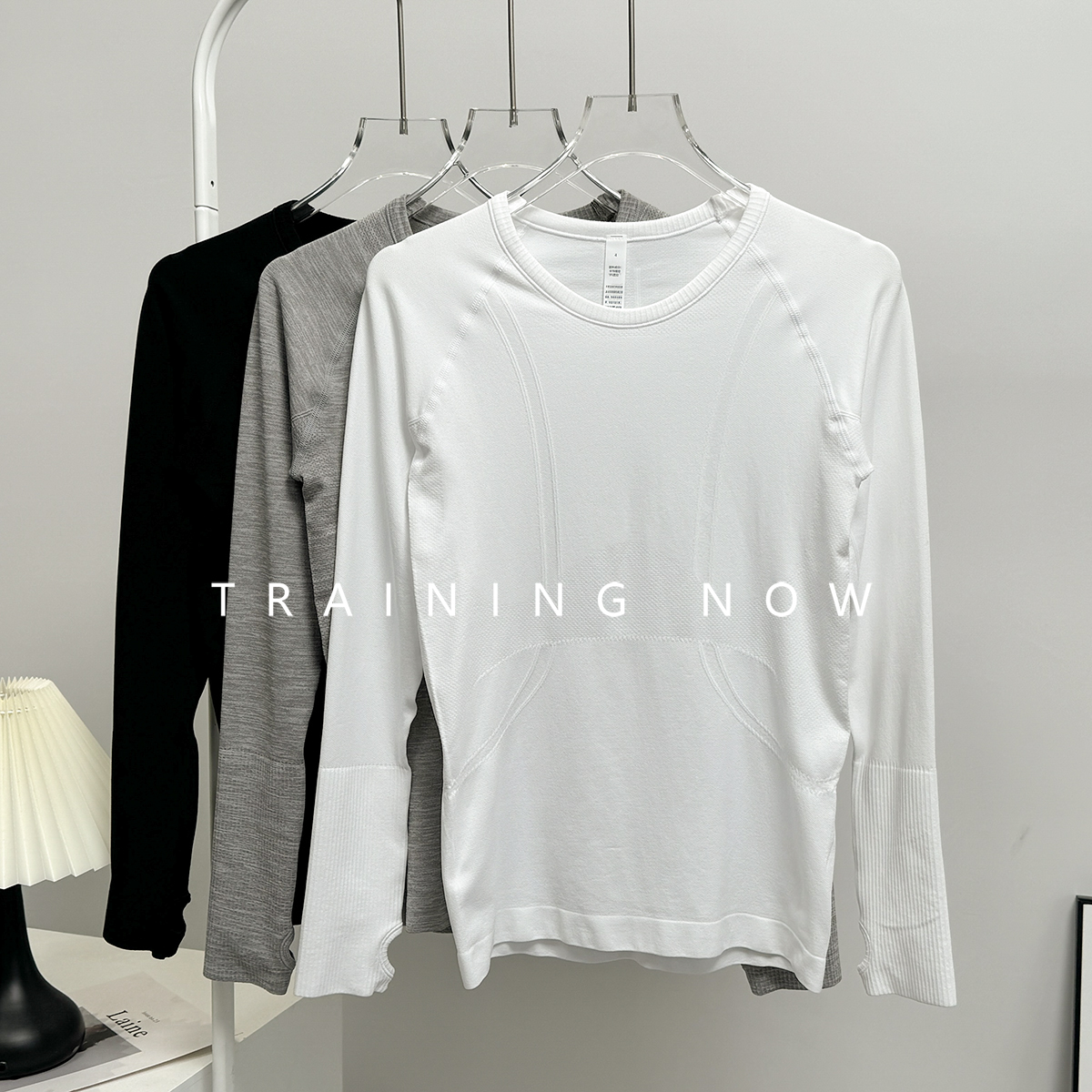 瑜伽服女秋冬弹力紧身长袖跑步运动速干上衣专业普拉提训练健身服 - 图0