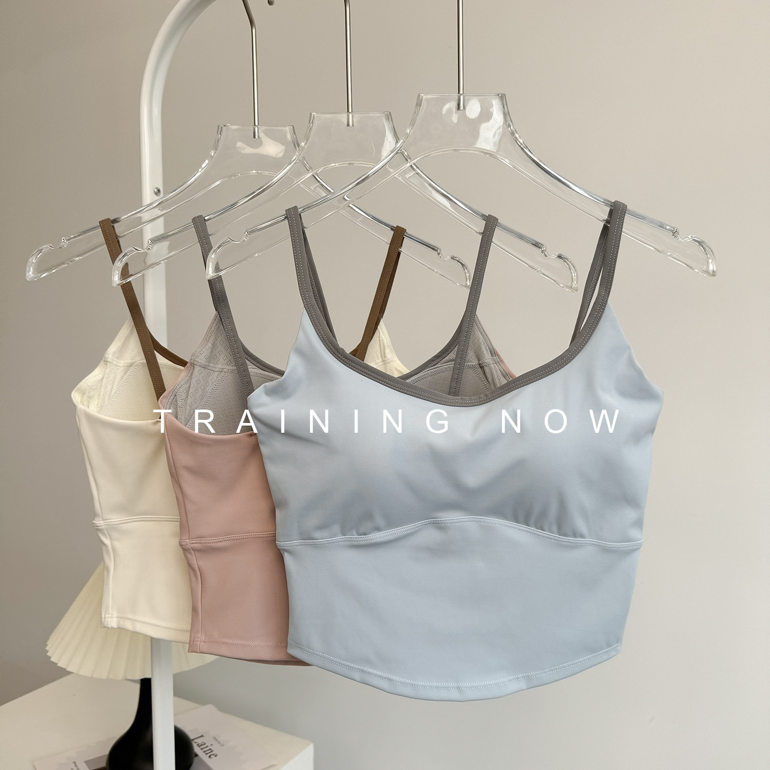 运动内衣女夏季细肩带瑜伽服背心固定杯吊带防震跑步训练健身文胸,淘宝优惠券,粉丝福利购,淘宝优惠卷