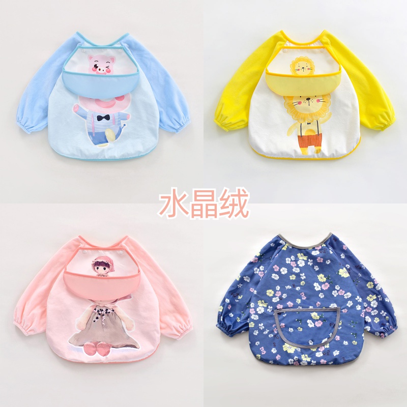 Children's smock, baby eating bib, baby reverse dressing, waterproof and anti-dirty protective clothing, painting protection, spring, autumn and winter models