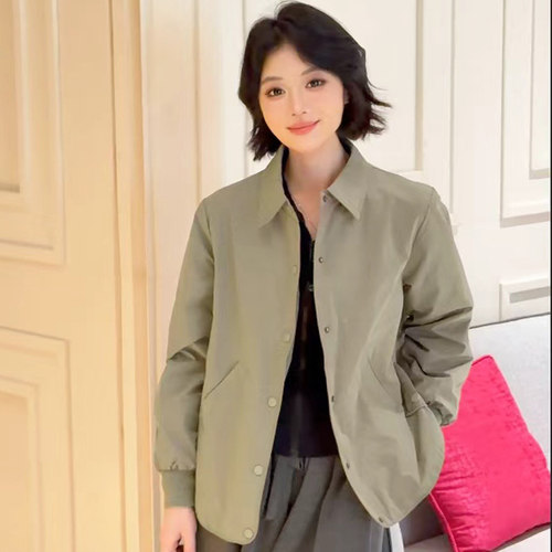 黑色短款薄外套2026春秋季新款女款韩系衬衫女上衣正肩小个子长袖 - 图0